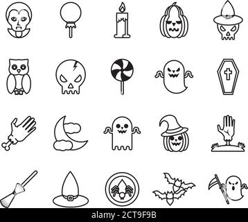 lot de vingt icônes de jeu d'halloween dessin vectoriel d'illustration Illustration de Vecteur