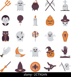 lot de vingt-cinq icônes de collection de jeux d'halloween illustration vectorielle conception Illustration de Vecteur