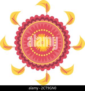 Mandala avec des flammes style détaillé icône de conception de l'ornement Bohemic illustration vectorielle sur le thème indien et décoratif Illustration de Vecteur