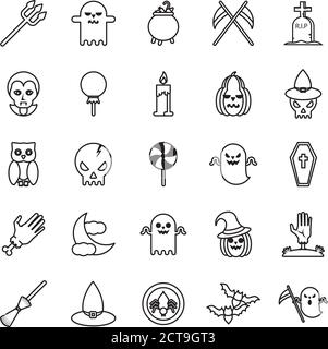 lot de vingt-cinq icônes de collection de jeux d'halloween illustration vectorielle conception Illustration de Vecteur