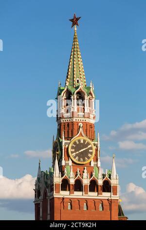 La Russie, Moscou, détail de la tour Spasskaya Banque D'Images