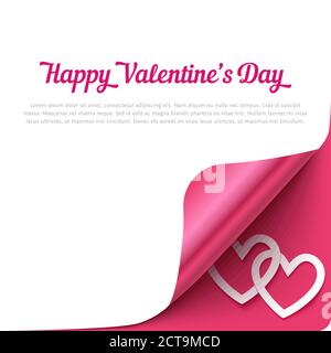 Happy Valentines Day fond avec coin curl Illustration de Vecteur