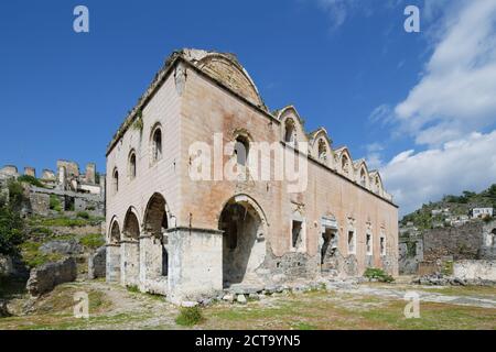 La Turquie, Mugla, Fethiye, l'église supérieure en ville fantôme de Kayakoy Banque D'Images