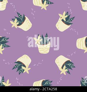 Motif sans couture avec illustration vectorielle plate Home plantes style scandinave. Illustration de Vecteur