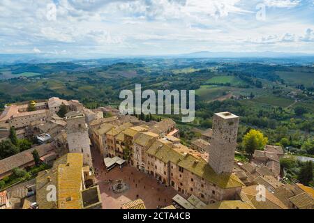 Italie, Toscane, San Gimignano, vue sur la ville d'en haut Banque D'Images