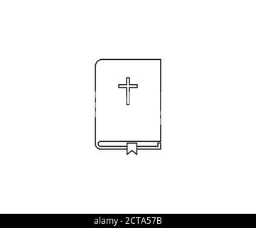 Bible, livre, icône de croix. Illustration vectorielle, conception plate. Illustration de Vecteur