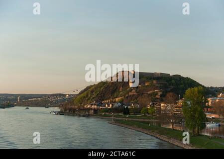 Allemagne, Koblenz, Rhin, près de la forteresse Ehrenbreitstein Banque D'Images