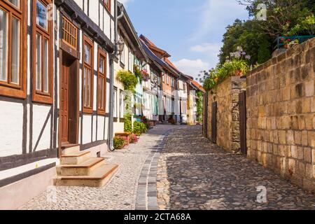 L'Allemagne, la Saxe-Anhalt, Quedlinburg, maisons à pans de bois Banque D'Images
