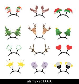 Ensemble d'accessoires de Noël pour fête de carnaval Illustration de Vecteur