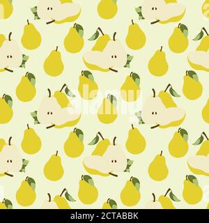 Motif de poires jaunes mûres sans couture Illustration de Vecteur