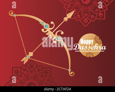 carte de célébration happy dussehra avec motif vectoriel de l'arche doré Illustration de Vecteur