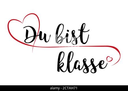 Lettering 'You're OK' en allemand avec cœur rouge Banque D'Images