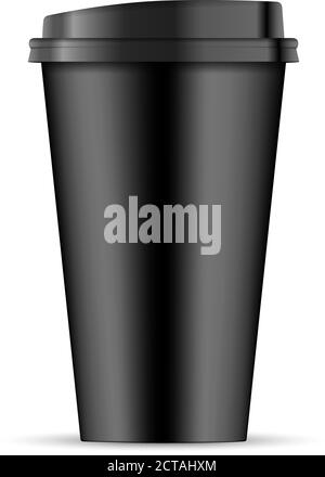 Tasse de café en papier Blackp isolée sur fond blanc. maquette de tasse 3d réaliste. Illustration de la conception du modèle vectoriel EPS10. Illustration de Vecteur