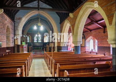 Intérieur de l'église St Wddyn, Llanwddyn, au lac Vyrnwy, Powys, pays de Galles Banque D'Images