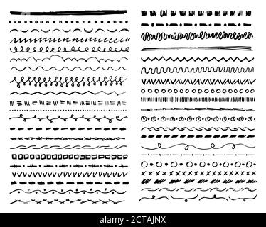 Gribouillages et gribouillis, lignes décoratives abstraites dessinées à la main Illustration de Vecteur