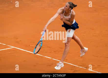 Karolina Pliskova de la République tchèque en action contre Simona Halep de Roumanie pendant la finale de l'Internazionali 2020 BNL d'Italia WTA Premier Banque D'Images