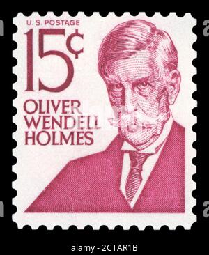ÉTATS-UNIS - VERS 1965: Timbre imprimé aux États-Unis (USA), image du portrait Oliver Wendell Holmes, avec la même inscription, de la série Banque D'Images