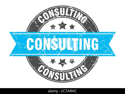 timbre rond de consultation avec ruban. affiche. étiquette Illustration de Vecteur