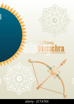 carte de célébration happy dussehra avec arche dorée et vecteur de flèche conception de l'illustration Illustration de Vecteur