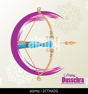 carte de célébration happy dussehra avec illustration vectorielle de la main et de la voûte plantaire conception Illustration de Vecteur