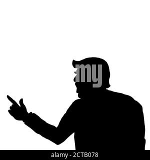 17 septembre 2020, illustration Donald John Trump, silhouette noire sur le fond des États-Unis. Banque D'Images
