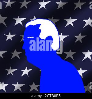 17 septembre 2020, illustration Joseph Robinette Biden, silhouette noire sur le fond des Etats-Unis. Banque D'Images