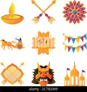 ensemble d'icônes du festival de dussehra sur fond blanc illustration vectorielle Illustration de Vecteur