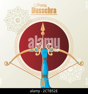 carte de célébration happy dussehra avec main et arc de cercle doré conception de l'illustration Illustration de Vecteur