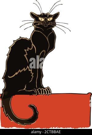 Image vectorielle de la cabare de chat noir (le Chat Noir). Basé sur un dessin de Theophile Alexandre Steinlen. 1895 Illustration de Vecteur