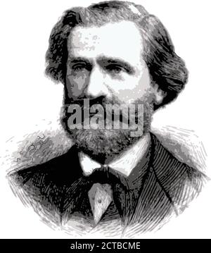 Portrait vectoriel de Giuseppe Verdi. Giuseppe Fortunino Francesco Verdi (Giuseppe Verdi, 1813 — 1901) — un compositeur italien remarquable, dont le travail est o Illustration de Vecteur