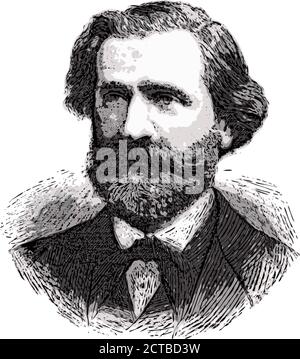 Portrait vectoriel de Giuseppe Verdi. Giuseppe Fortunino Francesco Verdi (Giuseppe Verdi, 1813 — 1901) — un compositeur italien remarquable, dont le travail est o Illustration de Vecteur