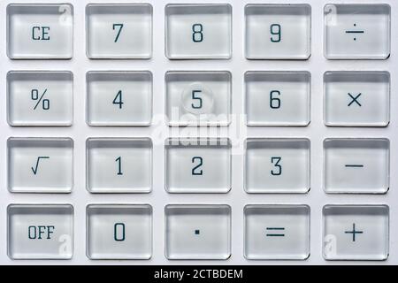 Touches d'une calculatrice sur les mathématiques et les statistiques Banque D'Images