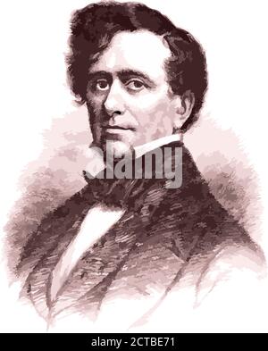 Portrait vectoriel du président Franklin Pierce. Franklin Pierce (1804 – 1869) était le 14e président des États-Unis (1853–1857), une unité de données du nord Illustration de Vecteur