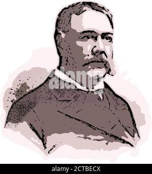 Portrait vectoriel du président Chester Alan Arthur. Chester Alan Arthur (1829 – 1886) était un avocat et un homme politique américain qui a servi comme le 21e pré Illustration de Vecteur