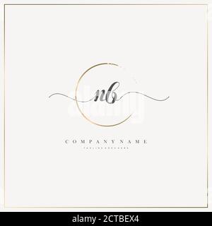 NB lettre initiale logo écriture manuscrite modèle vectoriel dessiné à la main, logo pour la beauté, les cosmétiques, le mariage, la mode et les affaires Illustration de Vecteur