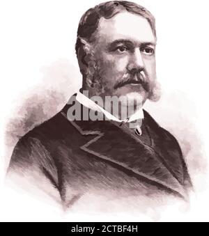 Portrait vectoriel du président Chester Alan Arthur. Chester Alan Arthur (1829 – 1886) était un avocat et un homme politique américain qui a servi comme le 21e pré Illustration de Vecteur