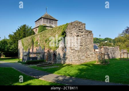 Ruines de l'église Sainte Marie, Newtown, Powys, pays de Galles Banque D'Images