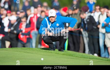 Henrik Stenson fait la queue de la Ryder Cup 2014 Gleneagles, Écosse photo : Mark pain / Alamy Banque D'Images