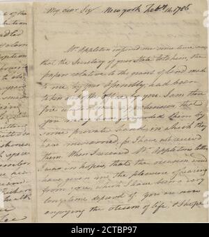 Lettre d'Arthur Lee, texte, correspondance, 1786 Banque D'Images