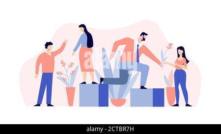 Illustration de la croissance financière active. Investissement réussi d'actifs monétaires avec un grand profit. Illustration de Vecteur