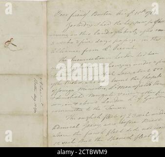 Lettre d'Arthur Lee, texte, correspondance, 1780 Banque D'Images