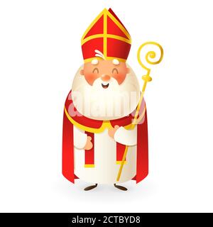 Saint Nicholas ou Sinterklaas - illustration vectorielle de style dessin animé Illustration de Vecteur