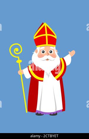 Saint Nicholas ou Sinterklaas - illustration vectorielle de style dessin animé Illustration de Vecteur