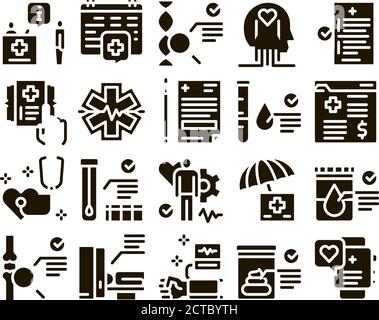 Health Checkup Medical Glyph Set Vector Illustration de Vecteur