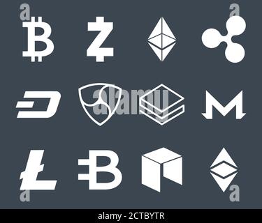 Ensemble de logos crypto-monnaies. Illustration de Vecteur