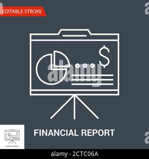 Icône Rapport financier. Illustration du vecteur de ligne mince Illustration de Vecteur