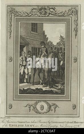 Le général américain Lee fait prisonnier par le lieutenant-colonel Harcourt de l'armée anglaise, dans le Morris Country sic, New Jersey, 1776, image fixe, 1775 - 1890 Banque D'Images