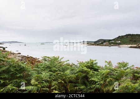 Le canal entre Tresco et Bryher, les îles de Scilly vues de Tresco Banque D'Images