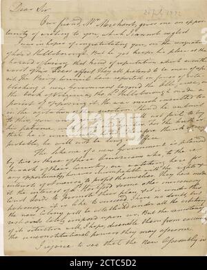 Lettre d'Arthur Lee, texte, correspondance, 1772, Lee, Arthur, 1740-1792 Banque D'Images