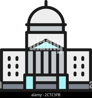 Maison blanche, icône de ligne de couleur plate de palais de justice. Illustration de Vecteur
